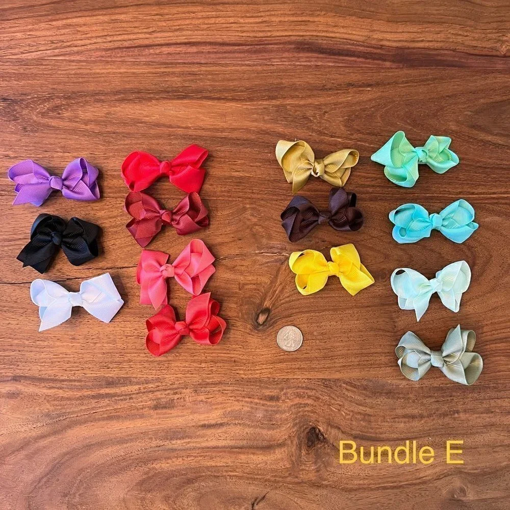 Grosgrain Ribbon Bow x14 Assorted Colors Bundle E